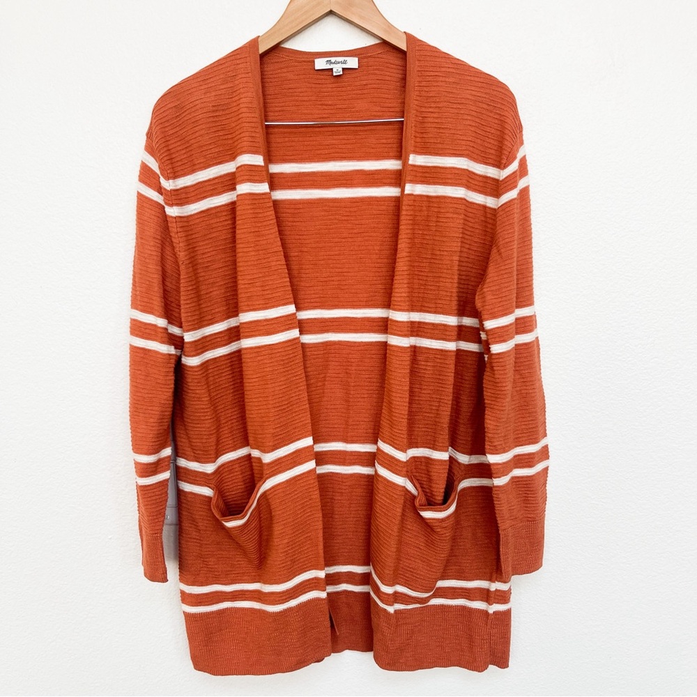 Madewell Orange Striped Cardigan Size M
